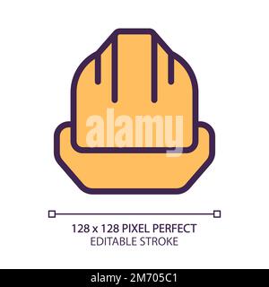 Hard hat pixel perfect RGB color icon Stock Vector