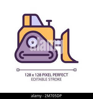 Bulldozer pixel perfect RGB color icon Stock Vector