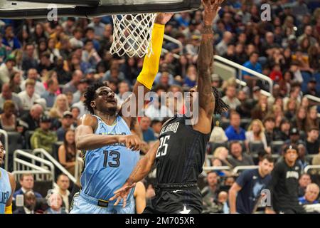 Orlando, Florida, USA, January 5, 2023, Orlando Magic forward Admiral Schofield #25 attempt to score in the first half at the Amway Center.  (Photo Credit:  Marty Jean-Louis) Stock Photo