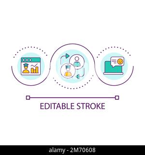 Online assessment and feedback for students loop concept icon Stock Vector