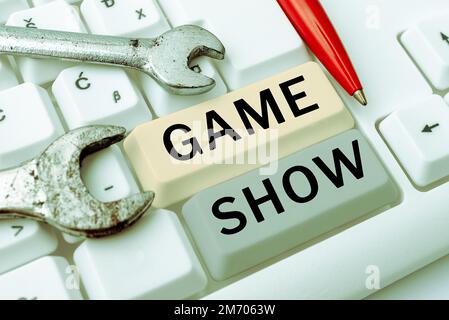 Handwriting text Game Show. Word for Program in television or radio with players that win prizes Stock Photo