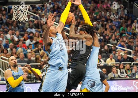 Orlando, Florida, USA, January 5, 2023, Orlando Magic forward Admiral Schofield #25 attempt to score in the first half at the Amway Center.  (Photo Credit:  Marty Jean-Louis) Stock Photo