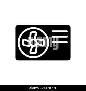 Air source heat pump black glyph icon Stock Vector