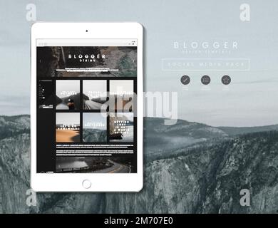 Web content template on a digital tablet vector Stock Vector