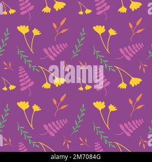 Seamless floral pattern vector flower shape doodle plant abstract fabric texture background illustration for digital paper and print materials. Stock Vector