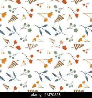 Seamless floral pattern vector flower shape doodle plant abstract fabric texture background illustration for digital paper and print materials. Stock Vector