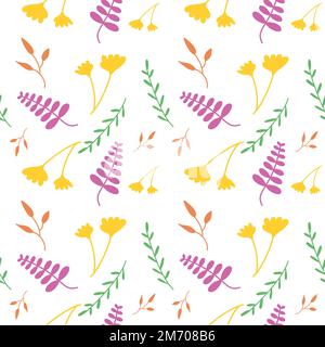 Seamless floral pattern vector flower shape doodle plant abstract fabric texture background illustration for digital paper and print materials. Stock Vector