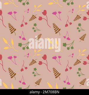 Seamless floral pattern vector flower shape doodle plant abstract fabric texture background illustration for digital paper and print materials. Stock Vector