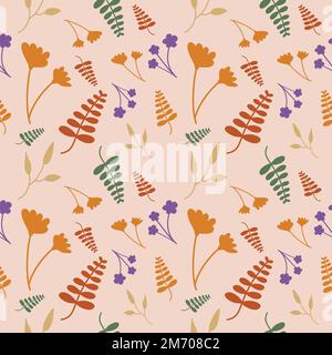 Seamless floral pattern vector flower shape doodle plant abstract fabric texture background illustration for digital paper and print materials. Stock Vector