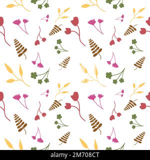 Seamless floral pattern vector flower shape doodle plant abstract fabric texture background illustration for digital paper and print materials. Stock Vector