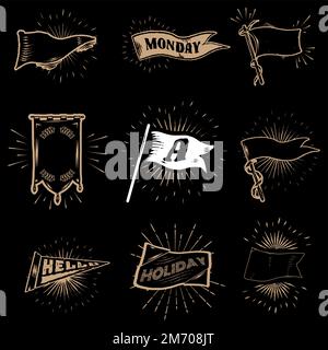 Old school flags and banners vector collection Stock Vector