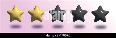 2 star rating. review icon. tone rating. bed review. 3D vector illustration. EPS10 Stock Vector