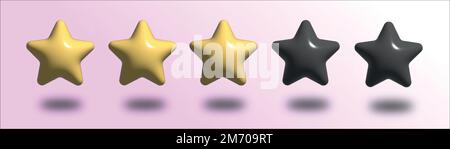 3 star rating. review icon. tone rating. best review. 3D vector illustration. EPS10 Stock Vector