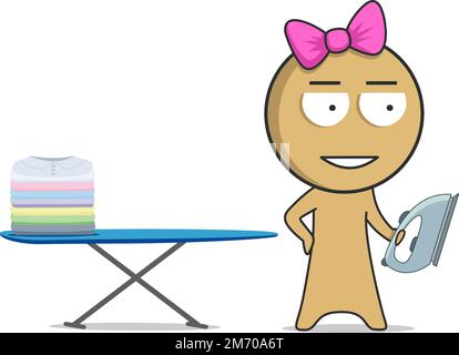 Housewife with iron and ironing board Stock Vector