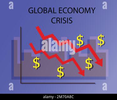 economic recession in 2023 Graphs and slumping stock markets show the global economic crisis in 2023. The effects of inflation, war, epidemics. EPS10 Stock Vector
