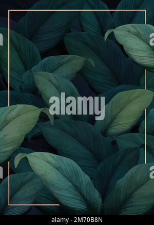 Green tropical leaves patterned poster vector Stock Vector