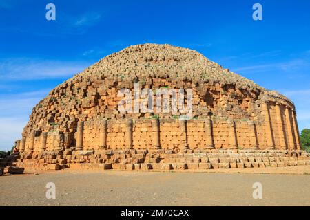 Aerial View to the Ruins of the Royal Mausoleum of Mauretania, funerary  Numidian monument in Tipaza Province, Algeria Stock Photo