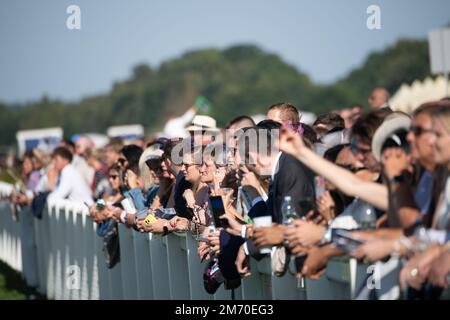 Ascot, Berkshire, UK. 6th August, 2022. Racegoers enjoying Ascot Races. Credit: Maureen McLean/Alamy Stock Photo