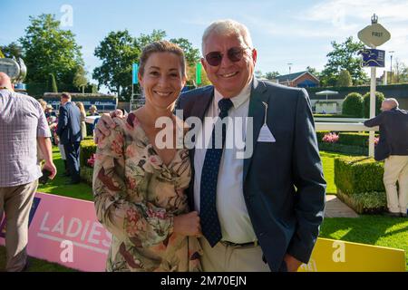 Ascot, Berkshire, UK. 6th August, 2022. Jockey Hayley Turner and her Dad.  Maureen McLean/Alamy Stock Photo