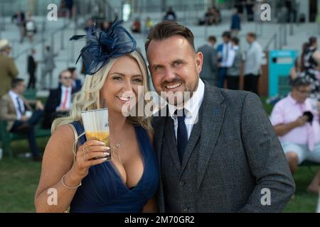 Ascot, Berkshire, UK. 6th August, 2022. Racegoers enjoying their day at Ascot Racecourse. Credit: Maureen McLean/Alamy Stock Photo