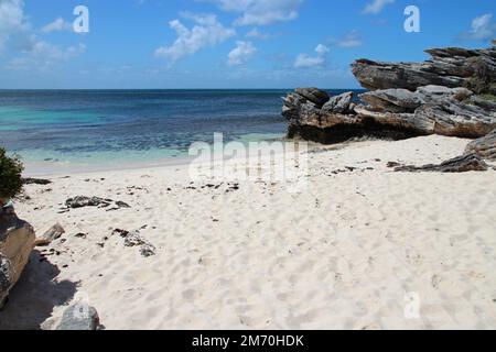 ocean indian at little parakeet bay rottnest island in australia Stock Photo