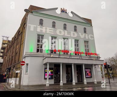 The Old Vic Theatre in London- LONDON, UK - DECEMBER 20, 2022 Stock Photo