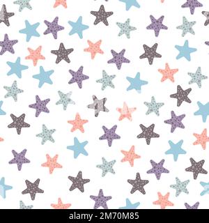 Vector seamless pattern with starfish.Underwater cartoon creatures.Marine background.Cute ocean pattern for fabric, childrens clothing,textiles Stock Vector