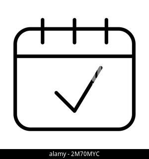 Calendar check icon line isolated on white background. Black flat thin icon on modern outline style. Linear symbol and editable stroke. Simple and pix Stock Vector