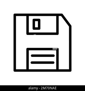 Floppy disc icon line isolated on white background. Black flat thin icon on modern outline style. Linear symbol and editable stroke. Simple and pixel Stock Vector