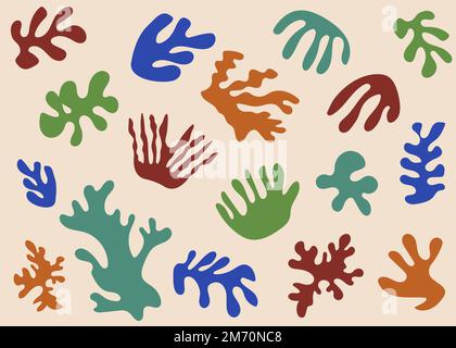 Matisse Geometric and Organic Shapes. Vector abstract contemporary floral elements. Vector illustration Stock Vector