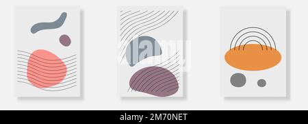 Set of abstract posters with geometric shapes. Vector illustration Stock Vector