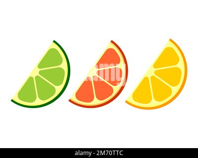 Cartoon set of slices. Tropical fruits. Vector illustration. Stock Vector