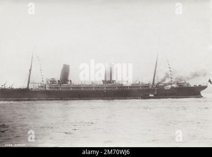 Vintage late 19th/early 20th century photograph: 1892 - Cunard Liner, Liverpool RMS Campania, Merseyside Stock Photo