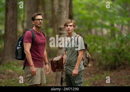 RELEASE DATE: January 13, 2023. TITLE: Dog Gone. STUDIO: Netflix. DIRECTOR: Stephen Herek. PLOT: Based on the true story of a father and son who repair their fractured relationship during a forced hike of the Appalachian trail to find their beloved lost dog. STARRING: JOHNNY BERCHTOLD, ROB LOWE. (Credit Image: © Netflix/Entertainment Pictures) Stock Photo