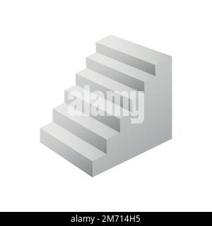 White stairs, 3d interior staircases isolated on white. Vector steps collection. Staircase for interior illustration isolated on white background. EPS Stock Vector