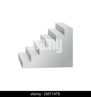 White stairs, 3d interior staircases isolated on white. Vector steps collection. Staircase for interior illustration isolated on white background. EPS Stock Vector