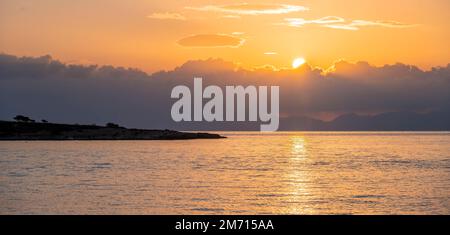 Sunset over the sea, South Aegean, Greece Stock Photo
