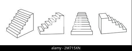 Stair vector icon.Outline vector icon isolated on white background stair. EPS 10 Stock Vector