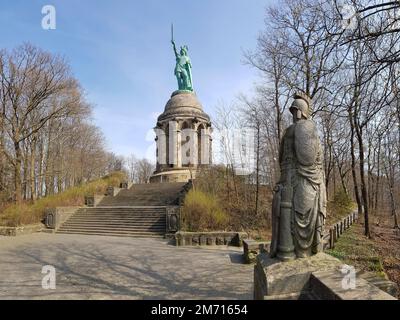 Colossal statue Hermann Monument by Ernst von Bandel, Teutoburg Forest, Hiddesen, Detmold, North Rhine-Westphalia, Germany Stock Photo