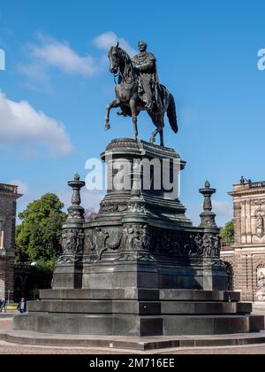 King John Monument on the Theatre Square, Dresden, Saxony, Germany Stock Photo