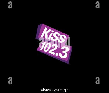 CKY FM, rotated logo, black background Stock Photo Alamy