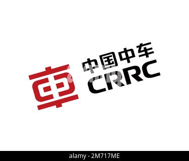 CRRC Dalian, rotated logo, white background Stock Photo