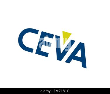 Ceva semiconductor company, rotated logo, white background B Stock Photo