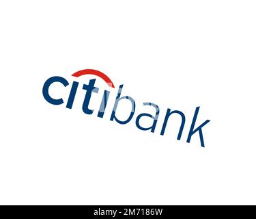 Citibank, rotated logo, white background B Stock Photo