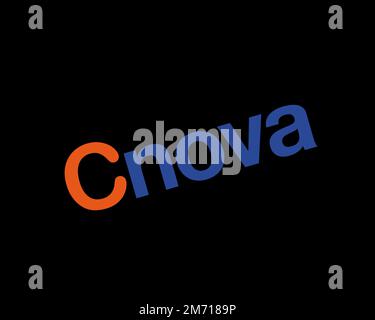 Cnova, rotated logo, black background Stock Photo