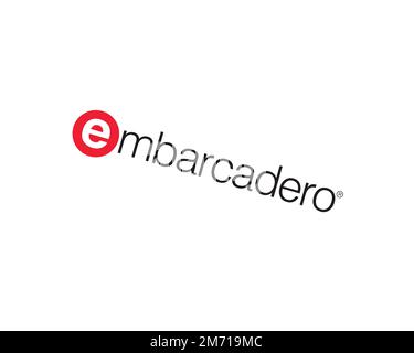 Embarcadero Technologies, Rotated Logo, White Background B Stock Photo