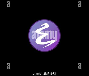 Emacs, rotated logo, black background B Stock Photo - Alamy