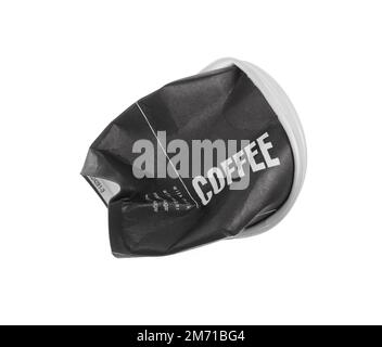 Crumbled black paper coffee cup isolated on white background Stock ...