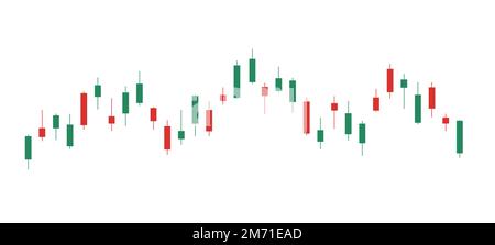 Red and green Japanese candlestick graph chart on white background ...