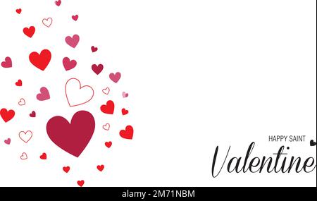 A saint valentine day greeting card with colored hearts and copy space Stock Vector